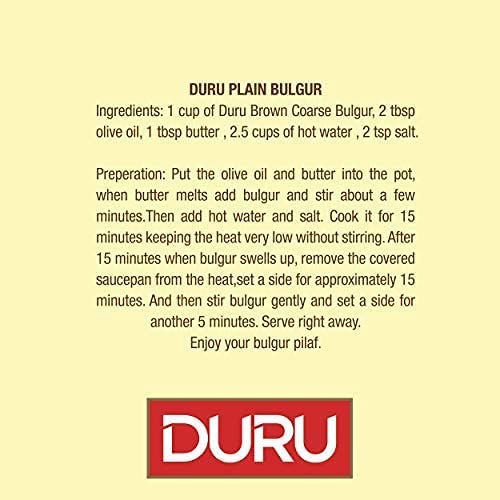 Duru Brown Coarse Bulgur, 35.2oz (1000 g), Wheat Berries, 100% Natural and Certificated, High Fiber and Protein, Non-GMO, Great for Vegan Recipes, Better than Rice