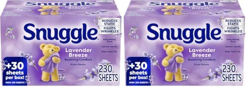 Snuggle Dryer Sheets, Blue Sparkle , 230 Count | Long-Lasting Fresh Scent, Reduces Static and Wrinkles, Repels Pet Hair and Lint, HE Dryer Compatible