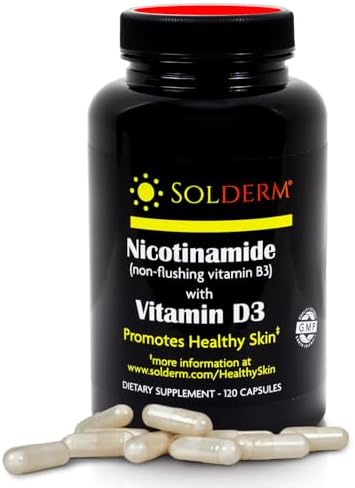 Nicotinamide Non-Flushing Vitamin B3 and D3 Supplement | Vegetarian and Gluten-Free Oral Nicotinamide Supplement with Vegetable Cellulose Casings