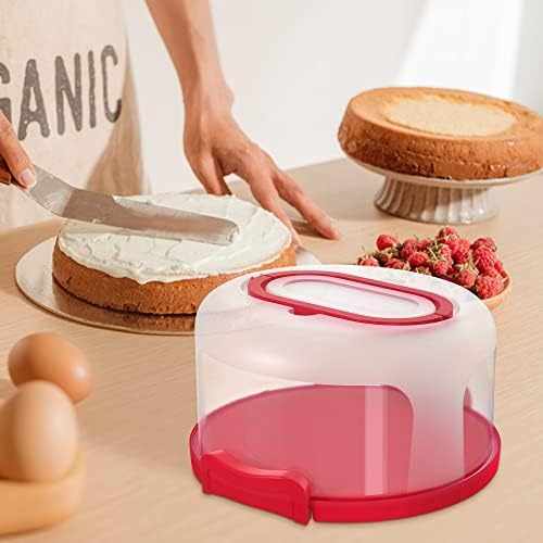Top Shelf Elements Round Cake Carrier Two Sided Cake Holder Serves as Five Section Serving Tray, Portable Cake Stand Fits 10 inch Cake