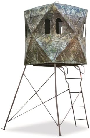 Guide Gear 6 Foot Tripod Hunting Tower Blind, 2-Man Stand Elevated, Hunting Gear Equipment Accessories, 4 by 4