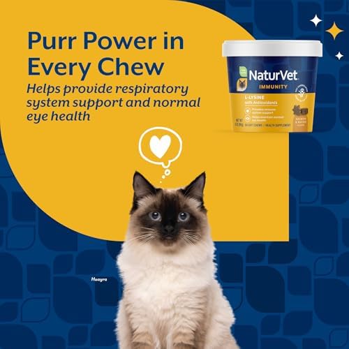 NaturVet L-Lysine Immune Support Plus Antioxidants Cat Supplement - 60 Ct | Support Eye Health, Immune System for Cats, Includes Amino Acids