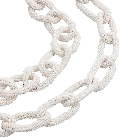 Shop LC Seed Bead Beaded Paper Clip Link Necklace for Women Jewelry Size 28" Boho Western