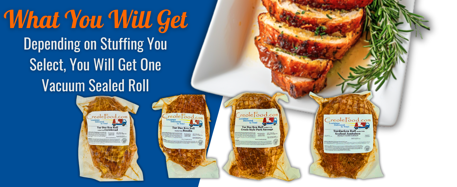 Holiday stuffed turkey with duck and chicken, cornbread stuffing layers for bold flavor