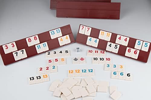 Doublefan Rummy Cube 4 Player Edition, 106 Rummy Cube Game Set with with 4 Plastic Racks in Portable Aluminum Case