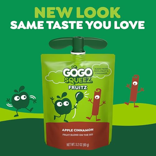 GoGo squeeZ No Sugar Added Applesauce, Apple Apple, 18 Count | Kids on the go fruit snack made with applesauce & fruit puree; 3.2 oz pouches, gluten and nut free, recloseable cap, BPA-free