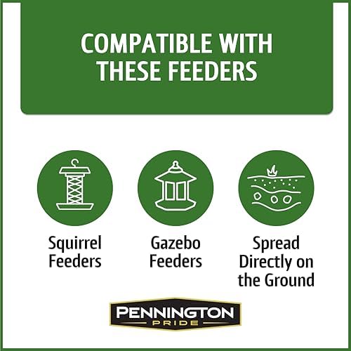Pennington Squirrel & Critter Blend with Sunflower, Corn & in Shell Peanuts | 10-lb bag, Corn, sunflower seeds
