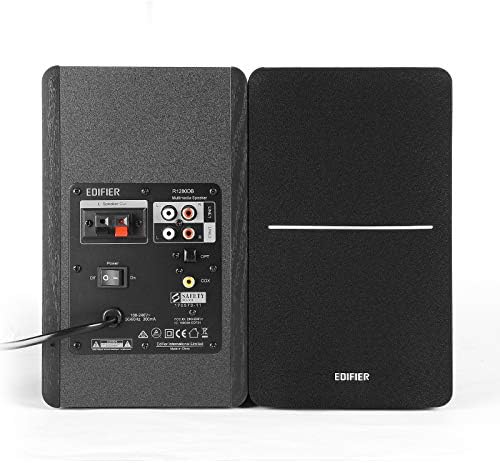 Edifier R1280DB Powered Bluetooth Bookshelf Speakers - Optical Input - Wireless Studio Monitors - 4 Inch Near Field Speaker - 42W RMS - Wood Grain (Black)