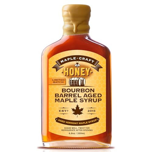 Maple Craft Foods Salted Caramel Maple Syrup – Organic Vermont Maple Syrup with Natural Caramel Flavor & Salt, Gourmet Flavored Syrup for Pancakes, Coffee, Baking and Desserts, 6.8 oz