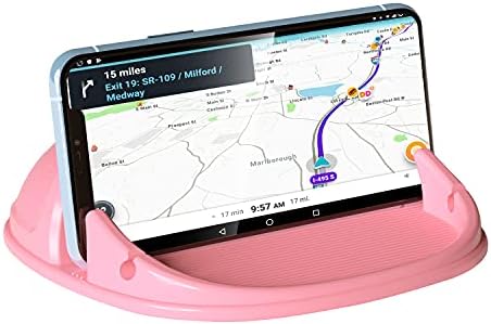 Loncaster Car Phone Holder, Car Phone Mount Silicone Car Pad Mat for Various Dashboards, Slip Free Desk Phone Stand Compatible with iPhone, Samsung, Android Smartphones, GPS Devices and More, Black