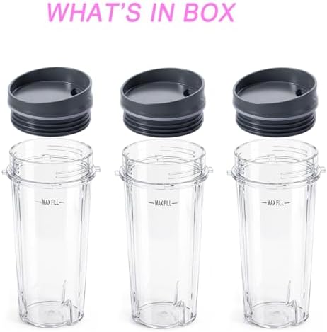 Replacement16oz Blender Cup for Ninja,Single Serve Blender Cup With Lids Set For BL770 BL780 BL660 BL740 BL810 Nutri Ninja Series Blenders (2-pack)