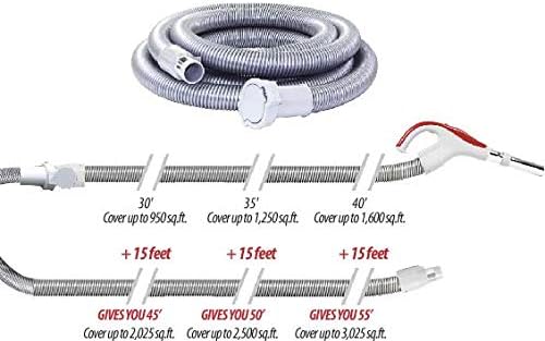 Nadair Universal Low-Voltage Central Vacuum, Hose extension, 15 FT, GREY - ACCHO-15LV-EXT