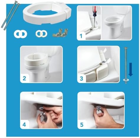 Carex Hinged Round Raised Toilet Seat Riser, Adds 3.5 Inches of Height, 300 lbs Capacity, Elevating and Raising Seat for Elderly and Handicap, Universal, Slip-Resistant, White.