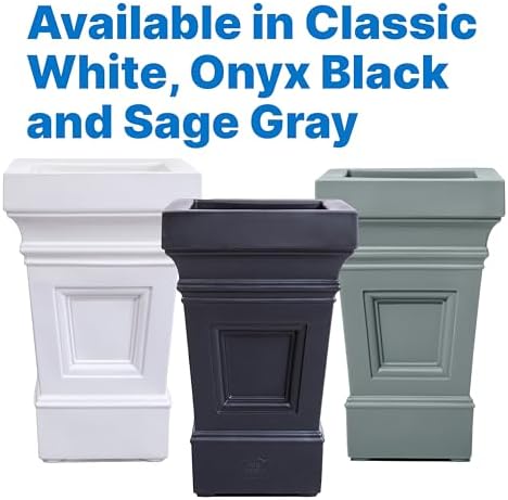 Step2 Atherton Square Planter, Large Planters for Outdoor Plants, Gardening and Flower Pot for Patio or Porch, Efficient Drainage, Durable Plastic