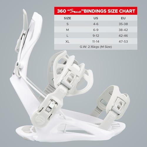 XCMAN Rear Step in Style Snowboard Bindings Lightweight Rear Entry All-Mountain Bindings for Men Women Easy in and Out
