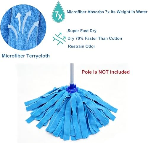 EaseYourDay 3 Pack Microfiber String Mop Head Refills, Standard US Thread