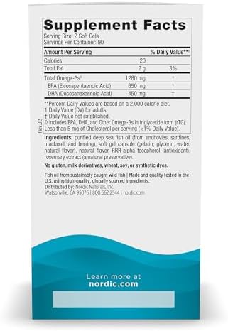 Nordic Naturals Ultimate Omega, 1280mg Omega-3 Fish Oil, Lemon - 60 Count | High-potency Omega-3 Fish Oil with EPA & DHA supports brain & heart health. Non-GMO, burpless formula. 30 servings.