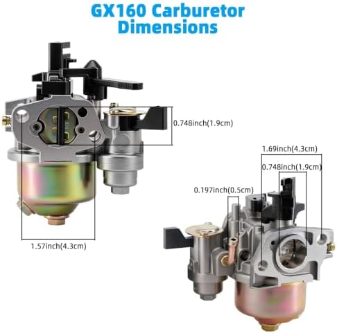 GX160 Carburetor Compatible with 212cc Predator 224cc 196cc 200cc Minibike GX120 GX168 GX200 GX140 Engine 5.5HP 6.5HP Pressure Washer Baja 200 Go