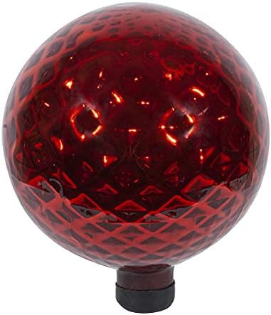 Echo Valley 8815 Diamond Embossed Gazing Globe for Home, Garden, or Patio Decoration, Red, 10 inches