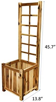 Acacia Wood Trellis Planter Box, with Raised Garden Bed, 45.5" H
