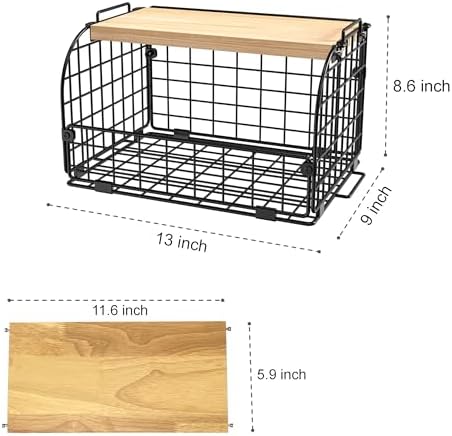 2 Set Stackable Wire Basket with Openable Top, Kitchen Counter