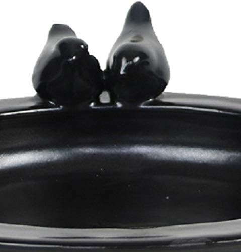 Esschert Design Round Bird Bath with Birds, Ceramic, Gray