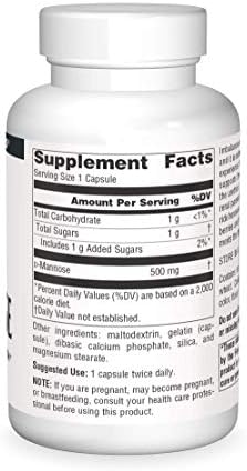 Source Naturals, D-Mannose - 500mg - 30 Capsules | Supports Urinary Tract & Bladder Health