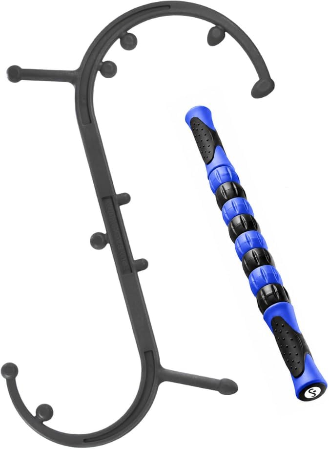 Body Back Buddy Classic Black & Massage Stick Bundle for Muscle Pain Relief | FSA Eligible Massage Bundle For Trigger Point Therapy, Deep Tissue Pain Relief, Muscle Tension Relief, (Stick color varies)