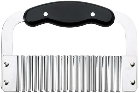 HIC Kitchen Crinkle-Cut Wave Slicer French Fry Vegetable Cutter, Stainless Steel Blade