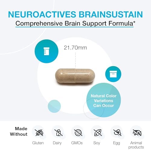 XYMOGEN NeuroActives BrainSustain - Brain Health Support with Phosphatidylserine & CoQ10 - Vegetarian, Gluten-Free & Non-GMO - 240 Capsules