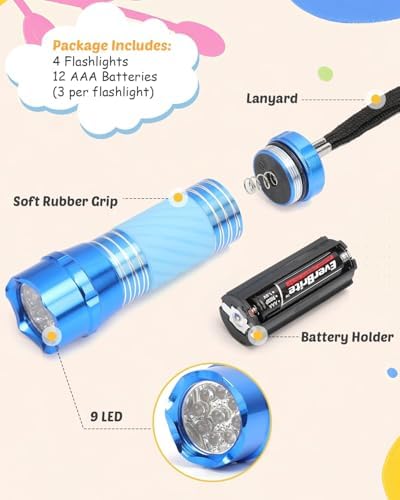 EverBrite 18-Pack Mini LED Flashlight Set,Portable Compact | Ideal for Hurricane Supplies Camping, Night Reading, Cycling, BBQ, Party, Backpacking,with Lanyards & 54 x AAA Batteries