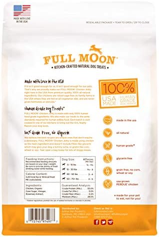 Full Moon Chicken Jerky Healthy All Natural Dog Treats Human Grade Made in USA Grain Free, 1.5 Pound (Pack of 1)