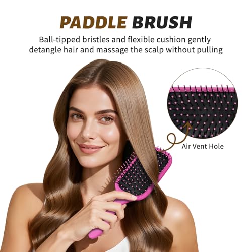 Hair Brush for Men and Women, 4Pcs Brush and Comb Set Detangling All Hair