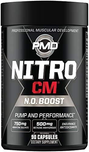 PMD Sports Nitro CM Nitric Oxide with Agmatine Supplement - 90 Capsules | Muscle Growth Support, Muscle Pump, L-Arginine, Endurance Antioxidants Boost