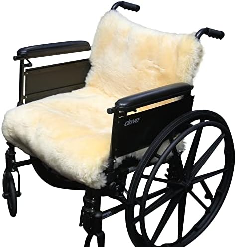 Sheepskin Ranch Natural Wool Wheelchair Seat Pad, Cushion for Tailbone, Sciatica, Skin Irritation, Discomfort & Back Pain Relief, Suitable as Office Chair, Wheelchair & Seat Cushion, Made in The USA