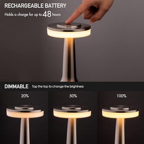 O’Bright Portable LED Table Lamp with Touch Sensor, 3-Levels Brightness, Rechargeable Battery Up to 48 Hours Usage, Night Light for Kids Nursery