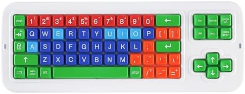 Clevy Keyboard Tri-Mode Uppercase - Kids Uppercase USB & Blutooth Compatible Colorful Spill Proof Keyboard for Early Education - Designed to Help Teach Computer and Keyboard Skills to Children