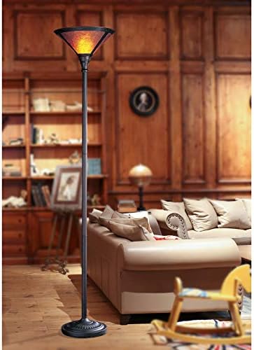 Cal Lighting BO-469 Floor Lamp with Mica Glass Shades, Rust Finish Antique Bronze, 23.5x16.8x9.5