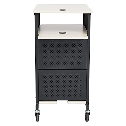 Oklahoma Sound PRC-400 Jumbo Presentation Cart, 33" Length x 21" Width x 40" Height, Ivory Woodgrain