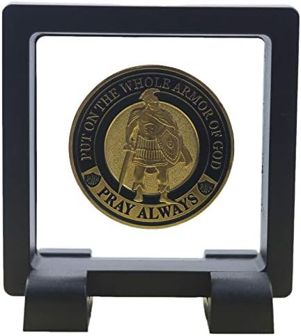 Challenge Coin Holder, Single Coin Display Case, 3D Floating Clear Frame with Feet Stand, Postage Stamp Jewelry Medallion Specimen Medal Holder Box
