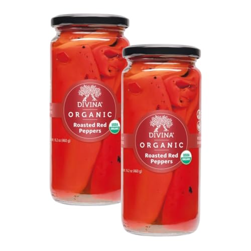 DIVINA Organic Roasted Sweet Red Peppers, 16.2 ounce