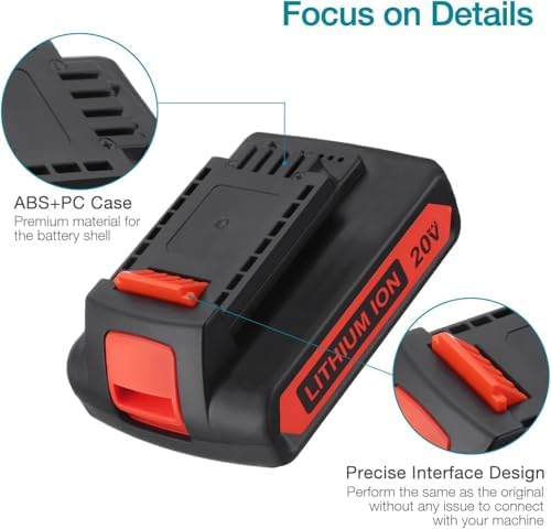 LBXR20 20V 4.0Ah Replacement for Black and Decker 20V Lithium Battery Max LB20 LBX20 LBXR20-OPE LBXR2020-OPE LBXR20B-2 LST220 LST300 20-Volt Max