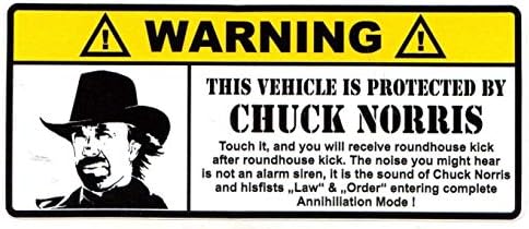 2-PCS Funny Chuck Norris Warning Stickers 4 Inch Waterproof Vinyl Decals for Adults, Toolbox, Hard Hat, Laptop - Meme Sticker Pack, Adult Humor