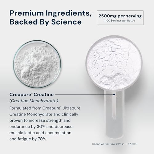 HPN C2 Creapure Creatine for Strength & Recovery, 100 Servings | Ultra-pure Creapure creatine supports strength, performance and recovery, vegan