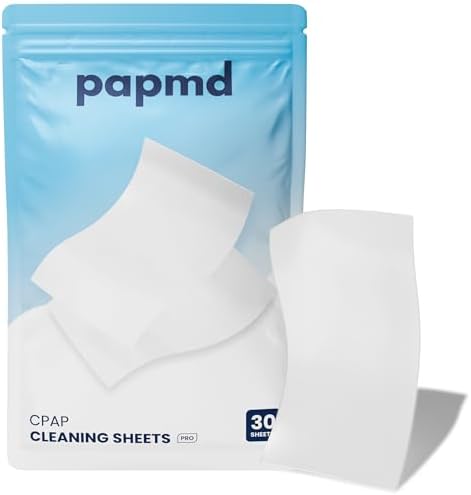 PAPMD CPAP Dissolvable Cleaning Sheets Pro, Light-Moderate Buildup | 30 PCS | Unscented & Dissolvable CPAP cleaning supplies for mask, hose & chamber. Unscented soak & rinse — no scrubbing, no residue.