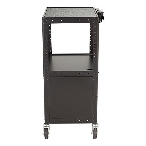 Norwood Commercial Furnitur Adjustable Metal AV Cart with Locking Cabinet & Power
