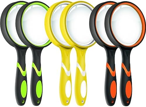 Leffis 3 Pack Magnifying Glass, 10X Reading Magnifier for Kids and Seniors