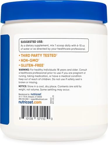 Nutricost Calcium Citrate Powder (Unflavored) 500 Grams, Gluten-Free | Pure Calcium Citrate, No Fillers (1.1lbs)