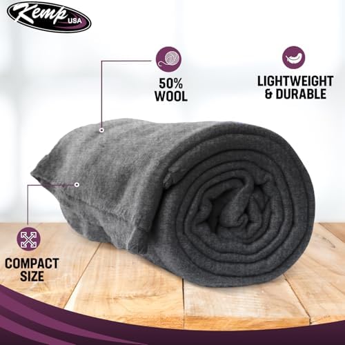 Kemp USA Wool Blanket 60 x 84 Inch Fire Retardant Military Survival Camping