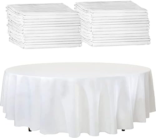 Upper Midland Products White Paper Table Cloths for Round Tables - 82” Octyround Paper Tablecloths with Plastic Backing Round Paper Table Cover